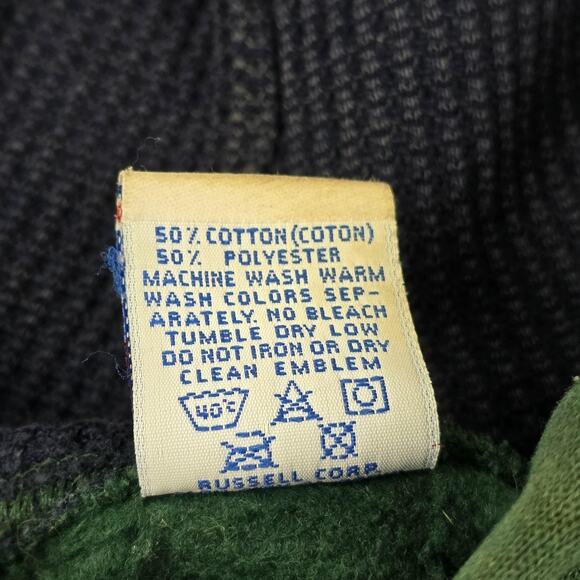 VINTAGE Russell Athletic Hoodie Mens 2XL Green Henley Thermal Lined Made USA 90s - Picture 5 of 12